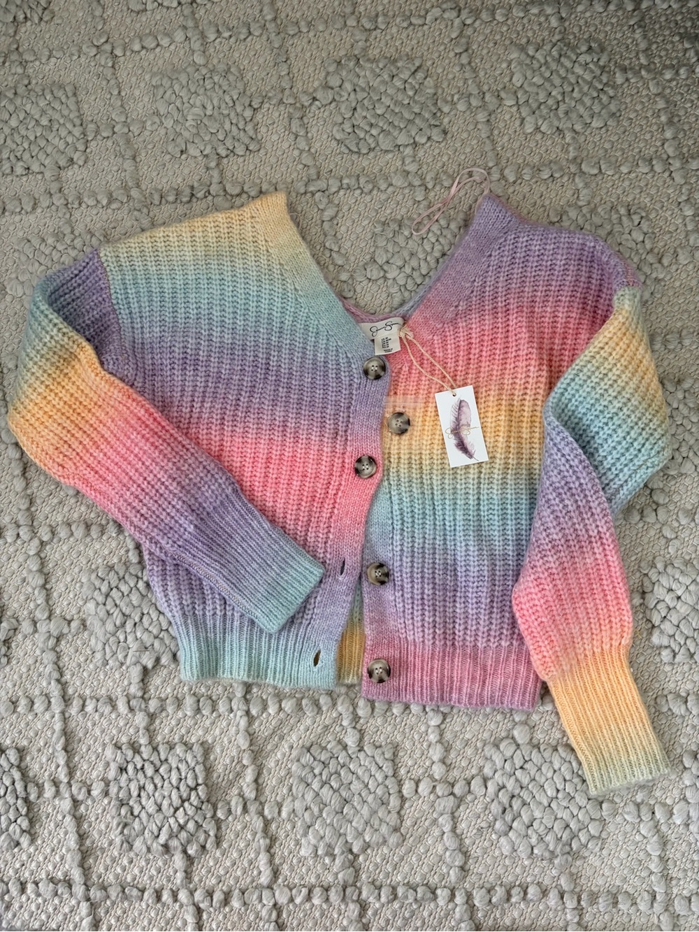 Jessica Simpson Pastel Rainbow Ombre Knit Cardigan